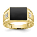 IB Goodman 10k Mens Diamond and 12x10mm Black Onyx Ring