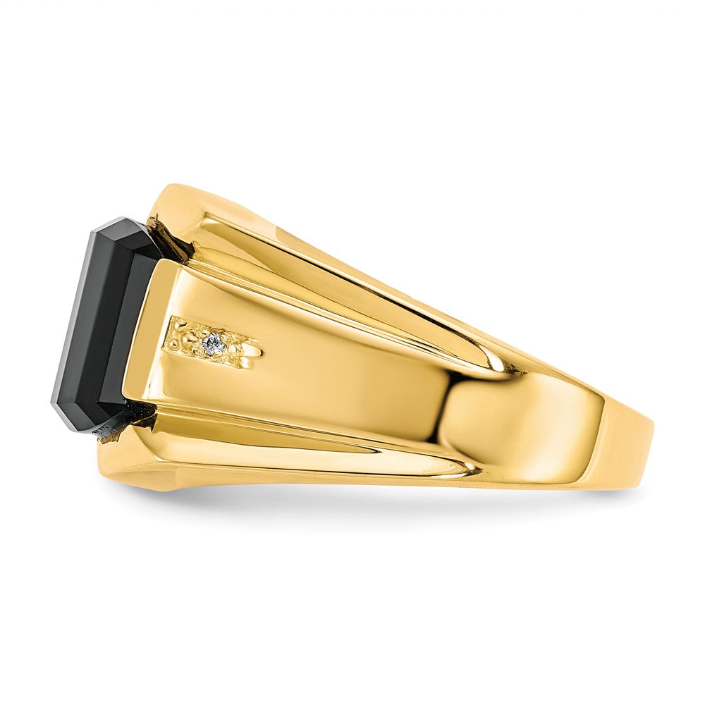 IB Goodman 10k Mens Diamond and 11.75x10 Barrel Black Onyx Ring