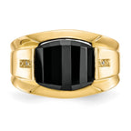 IB Goodman 10k Mens Diamond and 11.75x10 Barrel Black Onyx Ring