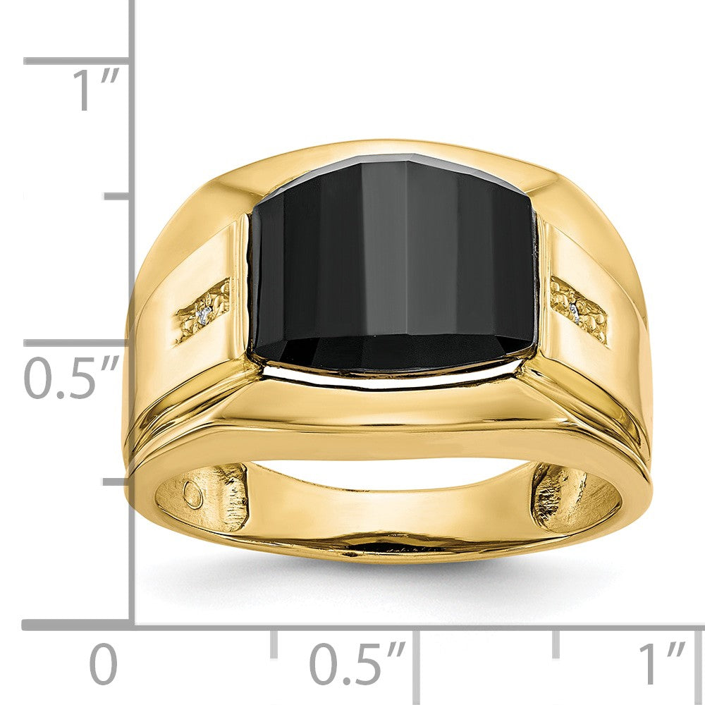 IB Goodman 10k Mens Diamond and 11.75x10 Barrel Black Onyx Ring