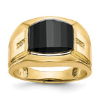 IB Goodman 10k Mens Diamond and 11.75x10 Barrel Black Onyx Ring