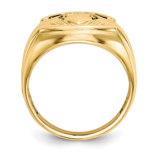10k Diamond and Black Onyx Mens Claddagh Ring