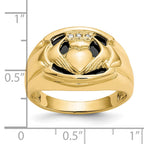10k Diamond and Black Onyx Mens Claddagh Ring