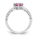 10k White Gold 6mm Trillion Lab Created Pink Sapphire Ring