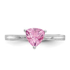 10k White Gold 6mm Trillion Lab Created Pink Sapphire Ring