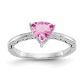 10k White Gold 6mm Trillion Lab Created Pink Sapphire Ring