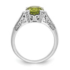 10k White Gold 1/10 carat Diamond and 8mm Round Peridot Ring