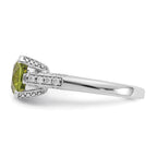 10k White Gold 1/10 carat Diamond and 8mm Round Peridot Ring
