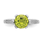10k White Gold 1/10 carat Diamond and 8mm Round Peridot Ring