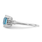 10k White Gold 1/20 carat Diamond and 6mm Princess Blue Topaz Ring