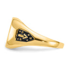 IB Goodman 10k Mens Polished and Textured with Black Enamel and Lab Created Ruby Masonic Ring