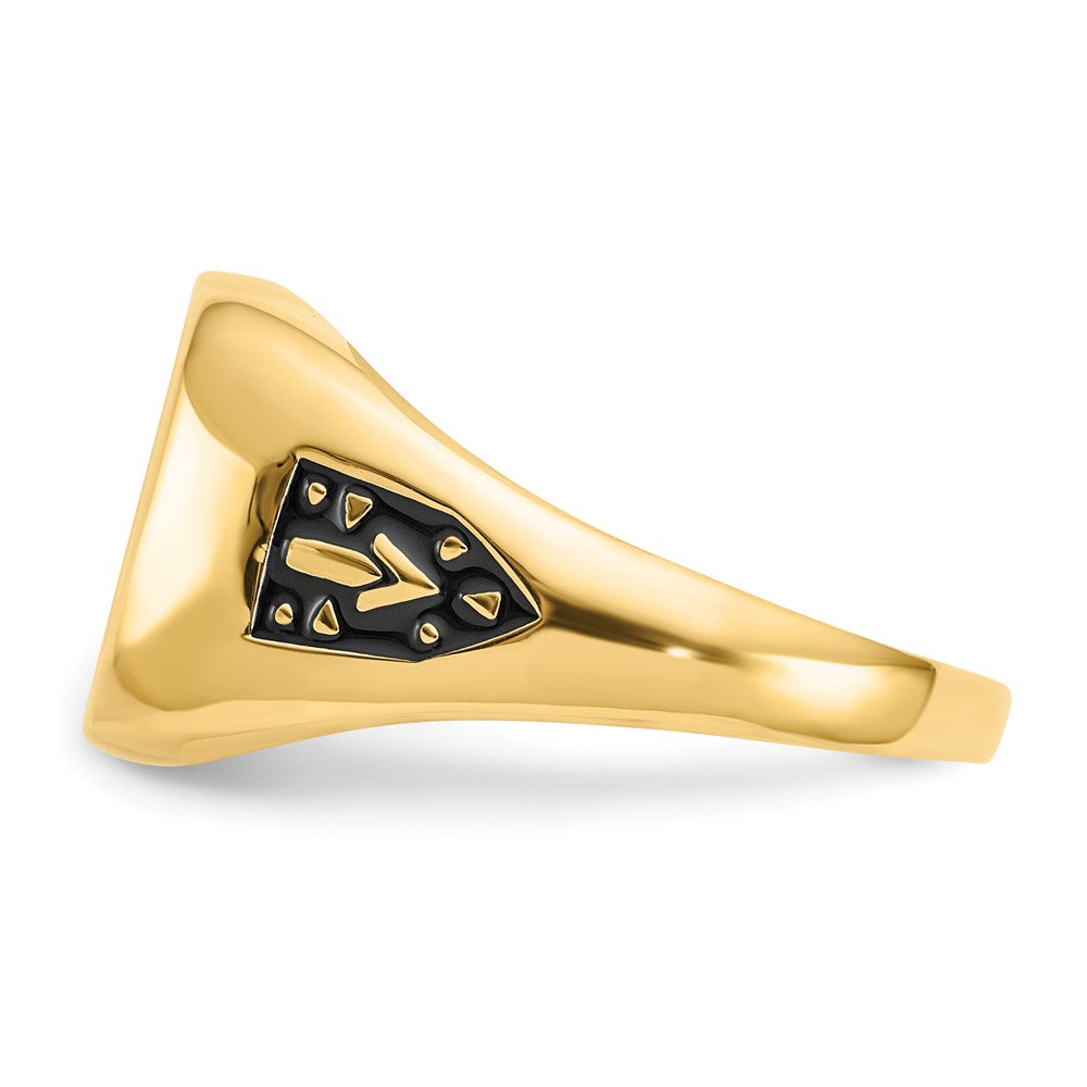 IB Goodman 10k Mens Polished and Textured with Black Enamel and Lab Created Ruby Masonic Ring