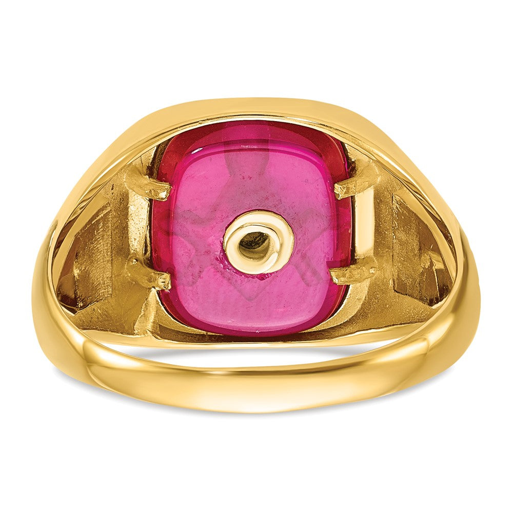 IB Goodman 10k Mens Polished and Textured with Black Enamel and Lab Created Ruby Masonic Ring