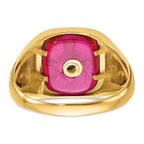 IB Goodman 10k Mens Polished and Textured with Black Enamel and Lab Created Ruby Masonic Ring