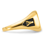 IB Goodman 10k Mens Polished and Textured with Black Enamel and Lab Created Ruby Masonic Ring