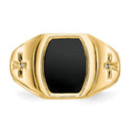 IB Goodman 10k Onyx and .01 carat Diamond Mens Cross Shank Ring