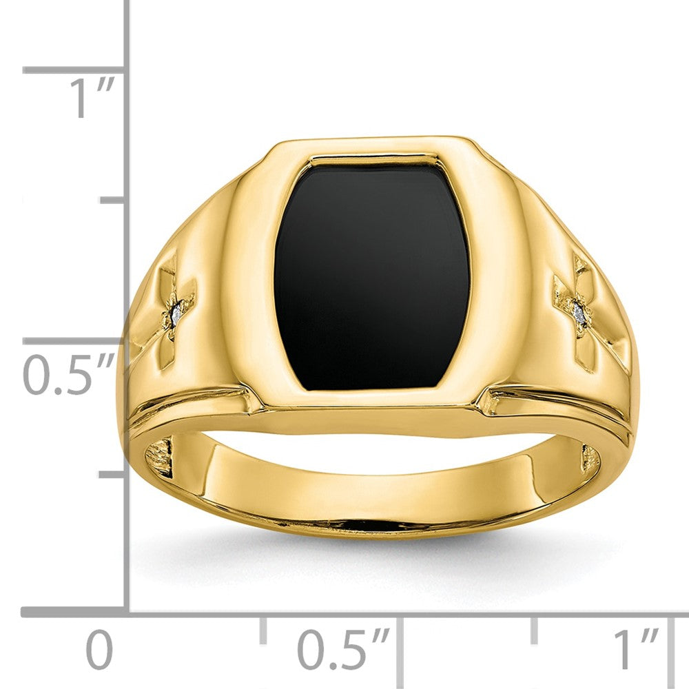 IB Goodman 10k Onyx and .01 carat Diamond Mens Cross Shank Ring