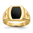 IB Goodman 10k Onyx and .01 carat Diamond Mens Cross Shank Ring