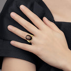 10k 18x13mm Oval Smoky Quartz Ring
