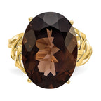 10k 18x13mm Oval Smoky Quartz Ring