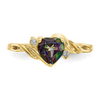 10k 6mm Heart Mystic Fire Topaz and .01 carat Diamond Ring
