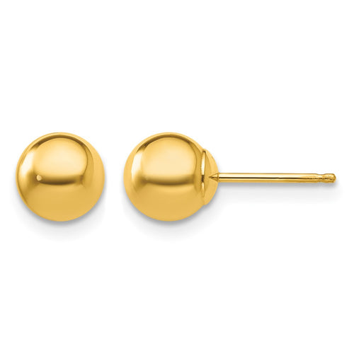 10k Polished 6mm Ball Post Earrings
