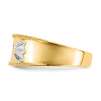 IB Goodman 10k and White Rhodium Mens .01ct. Diamond Trio Cross Wedding Band