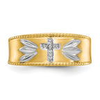 IB Goodman 10k and White Rhodium Mens .01ct. Diamond Trio Cross Wedding Band
