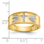 IB Goodman 10k and White Rhodium Mens .01ct. Diamond Trio Cross Wedding Band