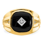 IB Goodman 10k Mens Diamond and Onyx Ring