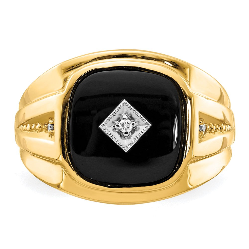 IB Goodman 10k Mens Diamond and Onyx Ring