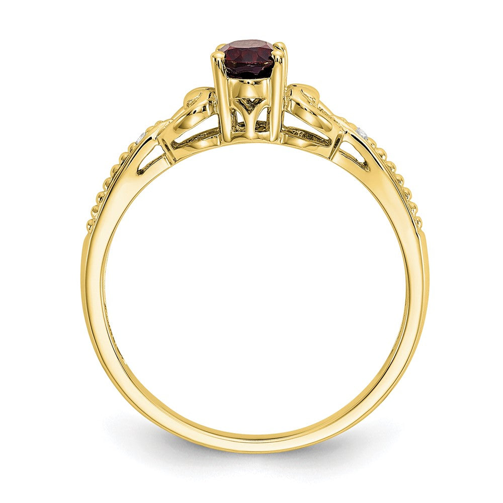 10k 6x4mm Oval January/ Garnet and Diamond Ring