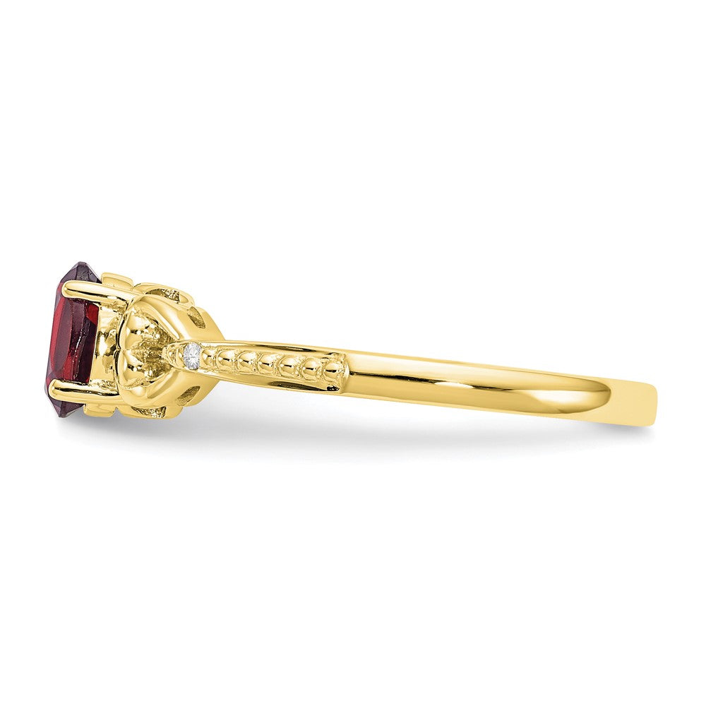 10k 6x4mm Oval January/ Garnet and Diamond Ring