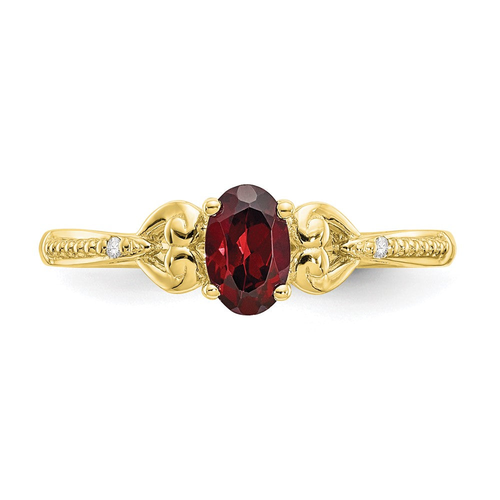 10k 6x4mm Oval January/ Garnet and Diamond Ring