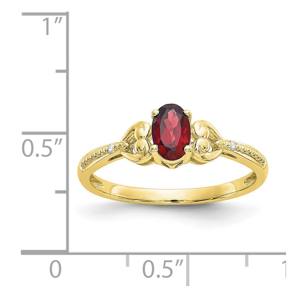 10k 6x4mm Oval January/ Garnet and Diamond Ring