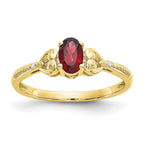 10k 6x4mm Oval January/ Garnet and Diamond Ring