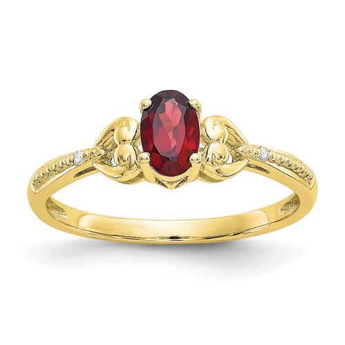 10k 6x4mm Oval January/ Garnet and Diamond Ring