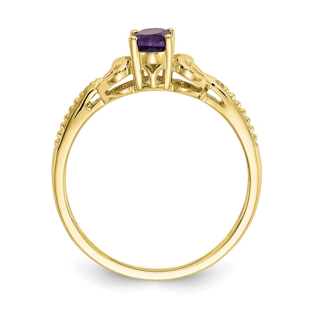 10k 6x4mm Oval February/ Amethyst and Diamond Ring