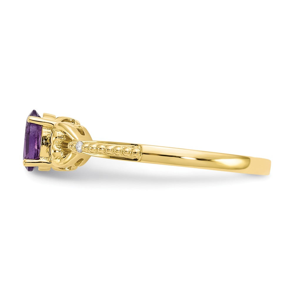 10k 6x4mm Oval February/ Amethyst and Diamond Ring