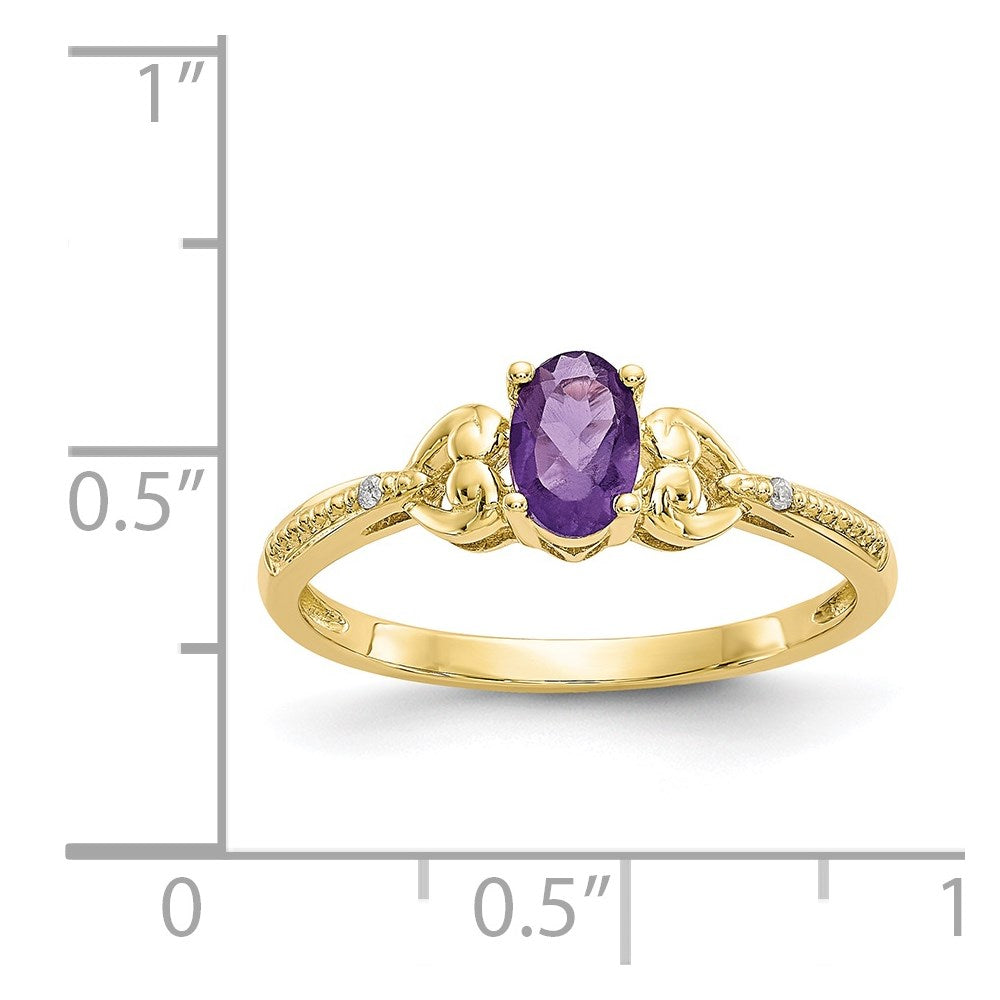 10k 6x4mm Oval February/ Amethyst and Diamond Ring