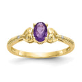 10k 6x4mm Oval February/ Amethyst and Diamond Ring
