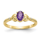 10k 6x4mm Oval February/ Amethyst and Diamond Ring