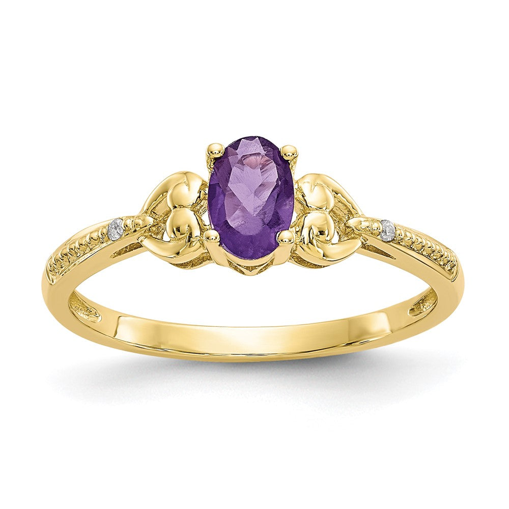 10k 6x4mm Oval February/ Amethyst and Diamond Ring