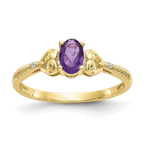 10k 6x4mm Oval February/ Amethyst and Diamond Ring