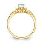 10k 6x4mm Oval March/ Aquamarine and Diamond Ring