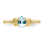 10k 6x4mm Oval March/ Aquamarine and Diamond Ring