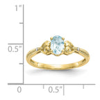 10k 6x4mm Oval March/ Aquamarine and Diamond Ring