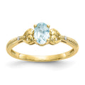 10k 6x4mm Oval March/ Aquamarine and Diamond Ring