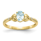 10k 6x4mm Oval March/ Aquamarine and Diamond Ring