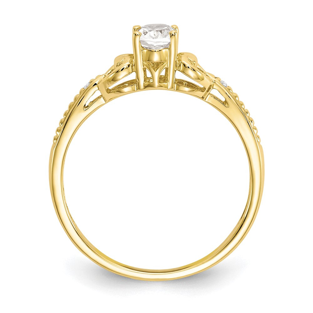 10k 6x4mm Oval April/ White Topaz and Diamond Ring